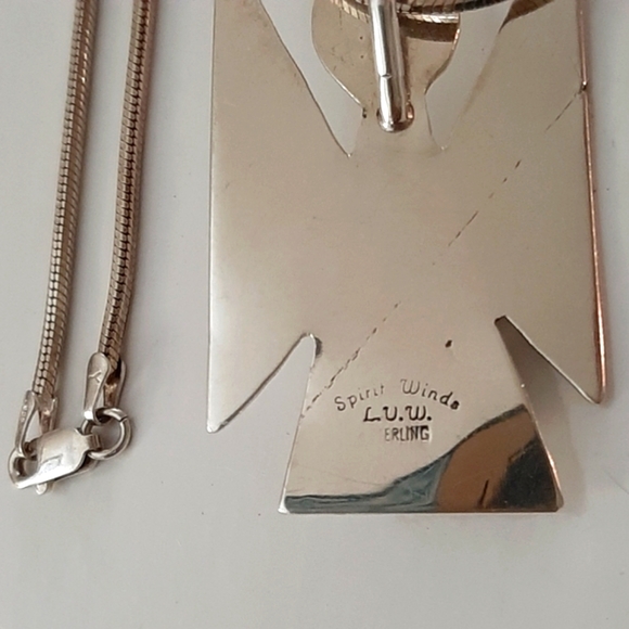 Trade Winds Sterling Silver 1.75" Garnets & Moonstone Gems, Angel 18" Necklace - Picture 5 of 5